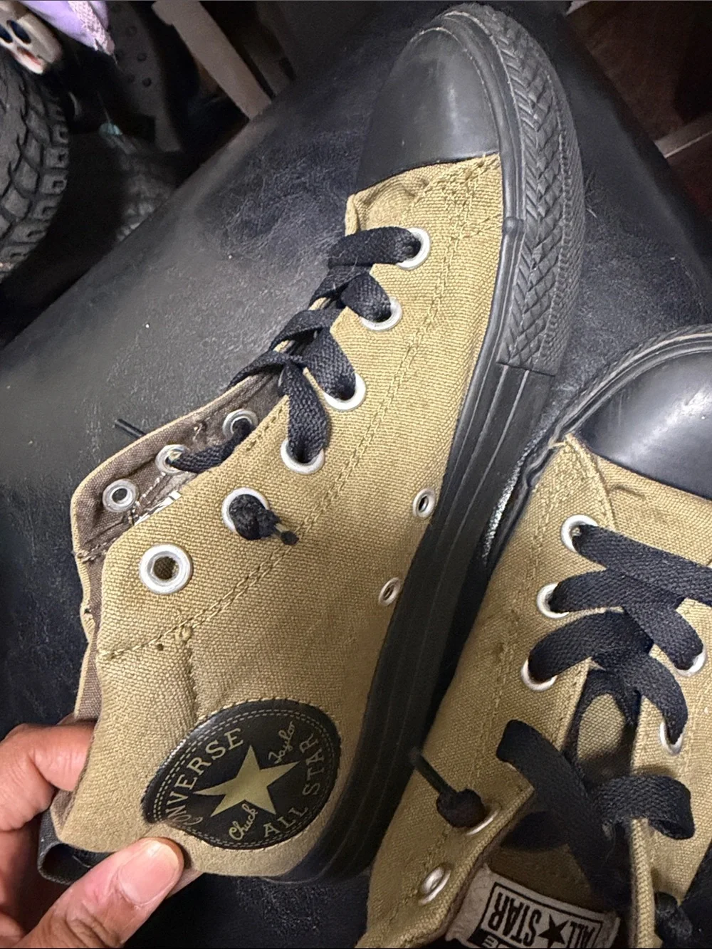 Converse Kids Olive Green and Black Sneakers